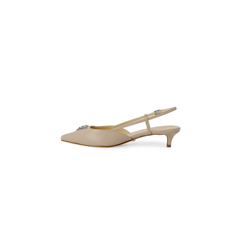 Beige Polyester High Heel Pumps