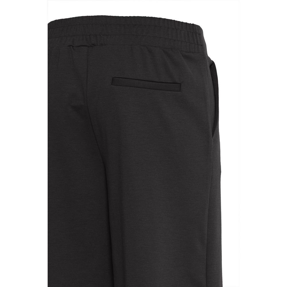 Black Recycled Polyurethane Casual Pants