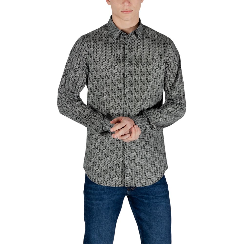 Black Cotton Pattern Shirt