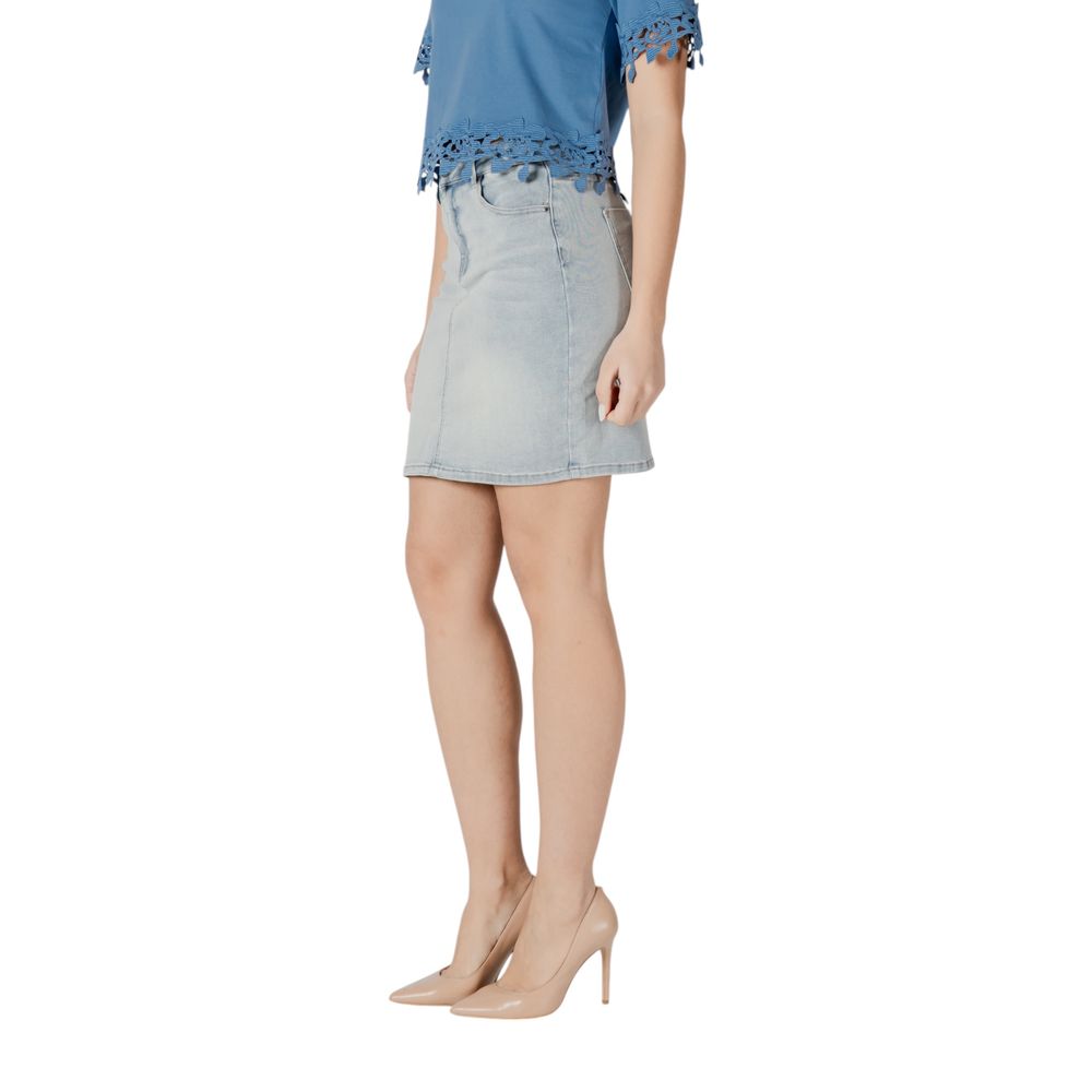 Blue Cotton Mini Skirt