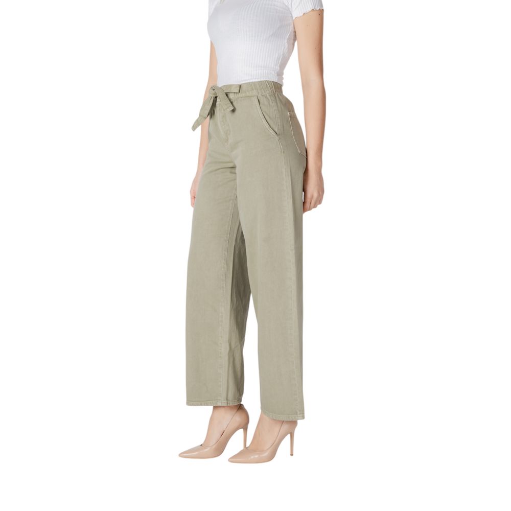 Green Cotton Casual Pants