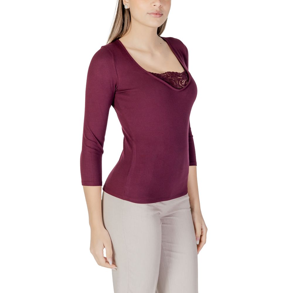 Purple Viscose Long Sleeve T-Shirt