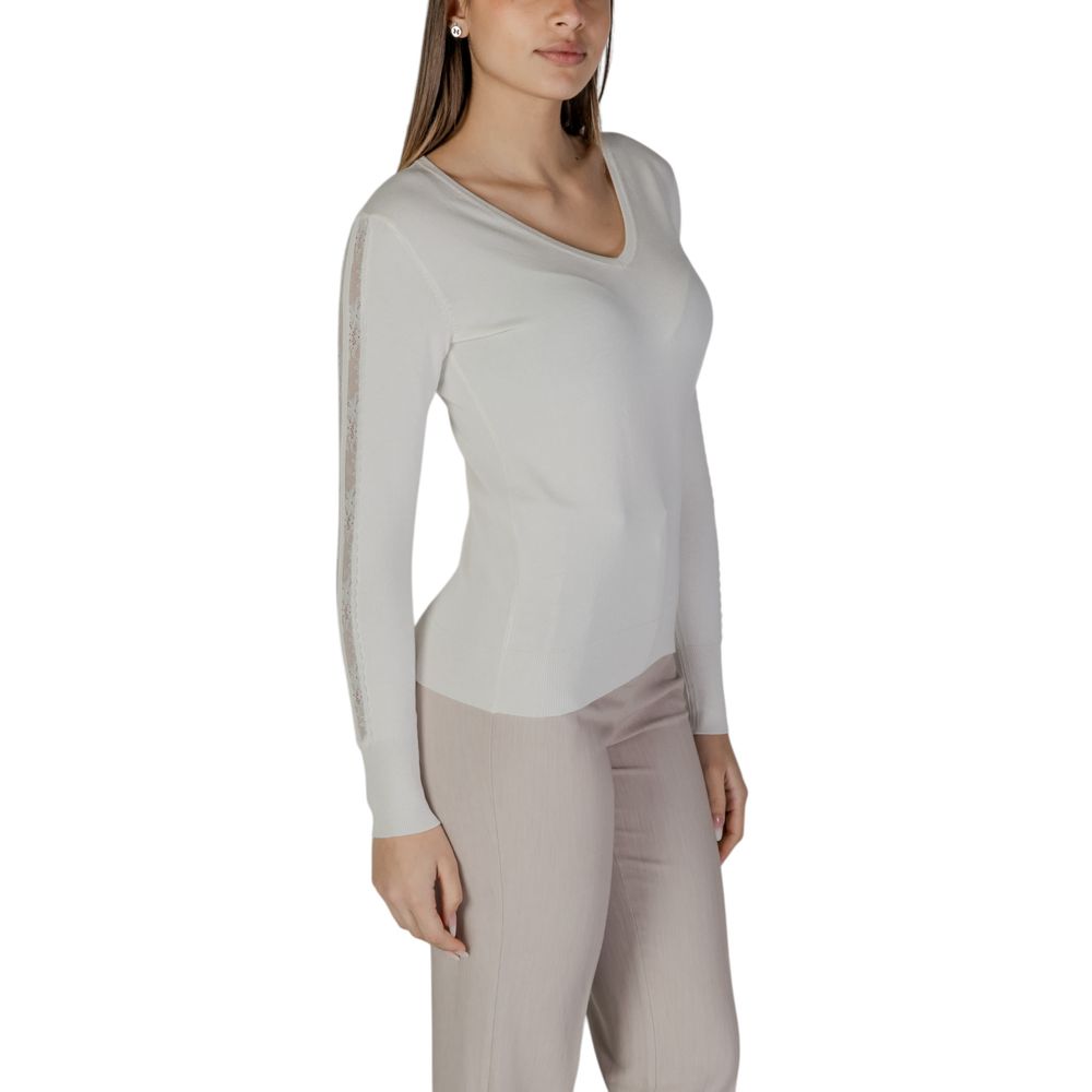 Cream Viscose Long Sleeve T-Shirt