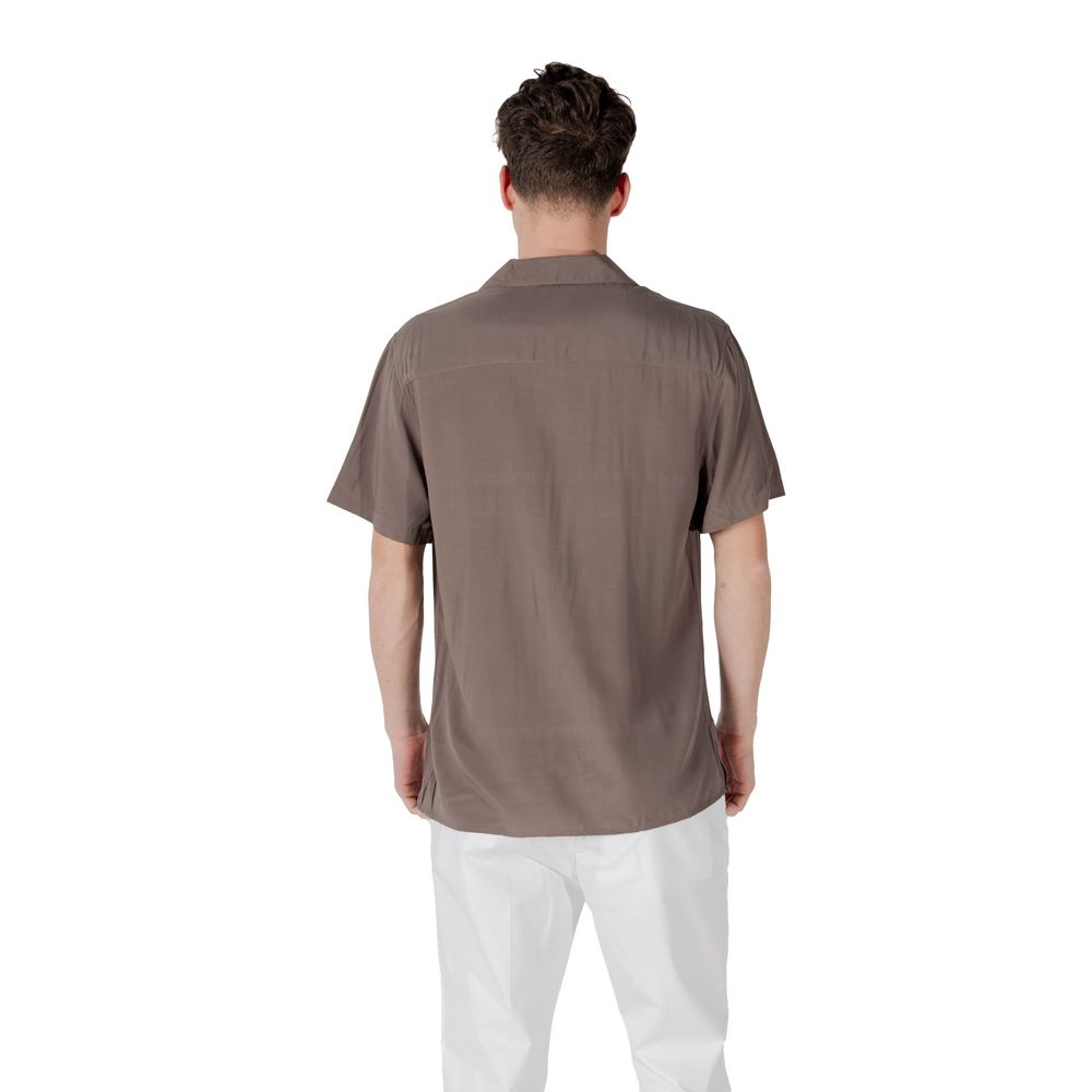 Brown Viscose Shortsleeve Shirt