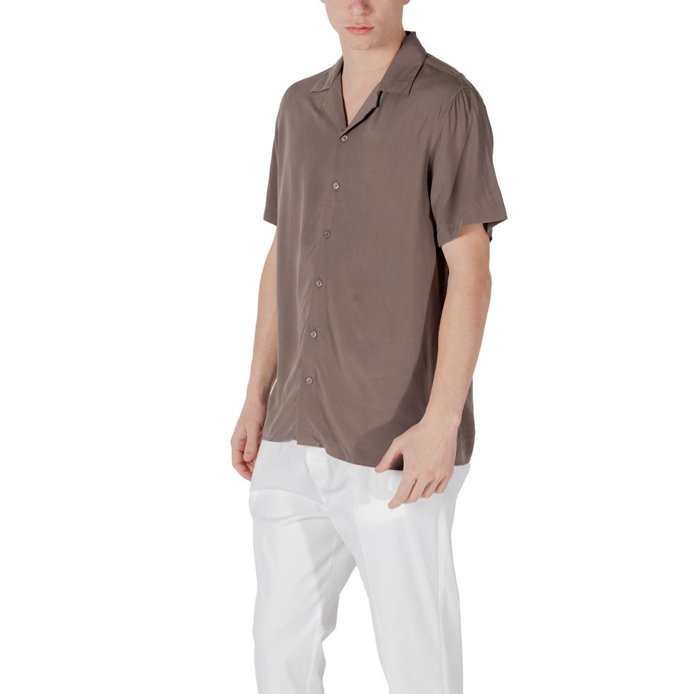Brown Viscose Shortsleeve Shirt