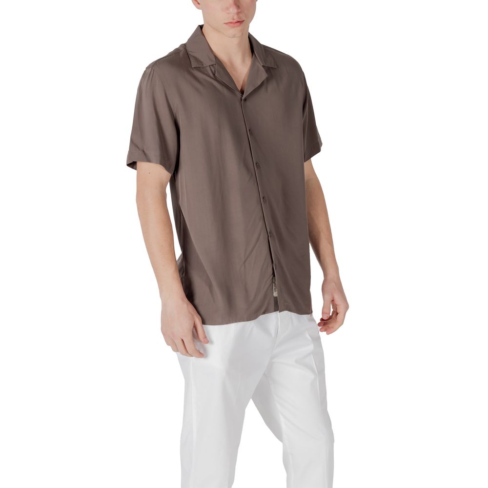 Brown Viscose Shortsleeve Shirt