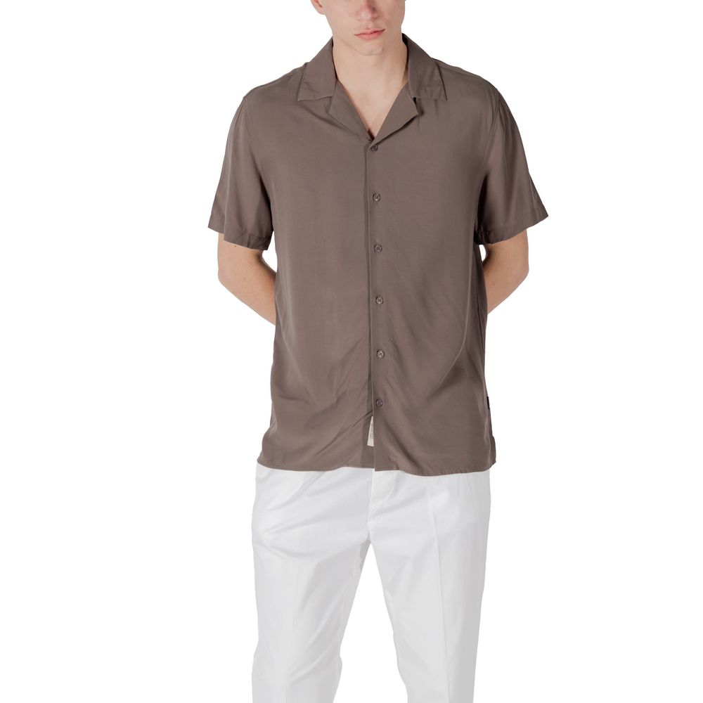 Brown Viscose Shortsleeve Shirt