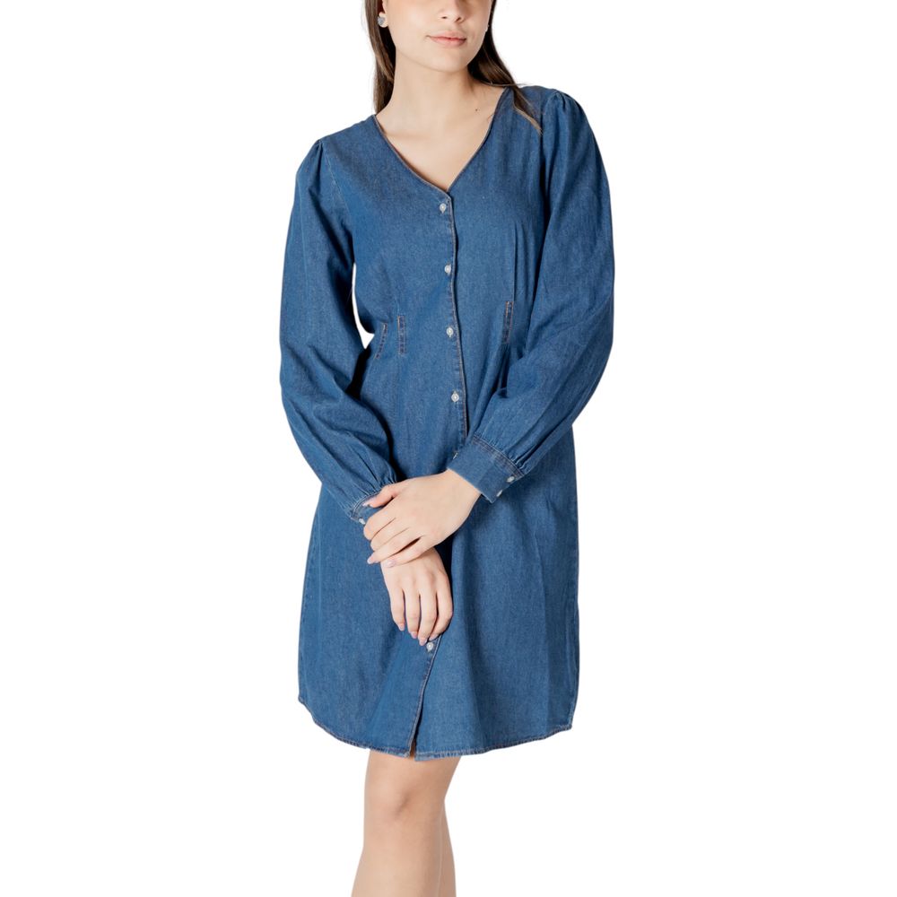 Blue Cotton Short Dress