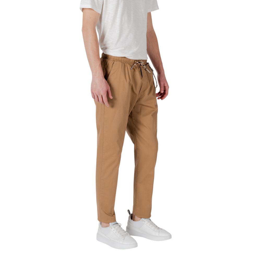 Brown Cotton Casual Pants