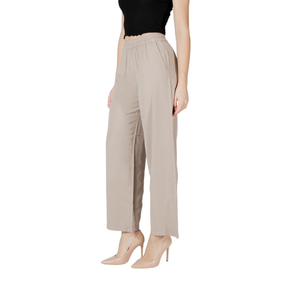Beige Viscose Casual Pants