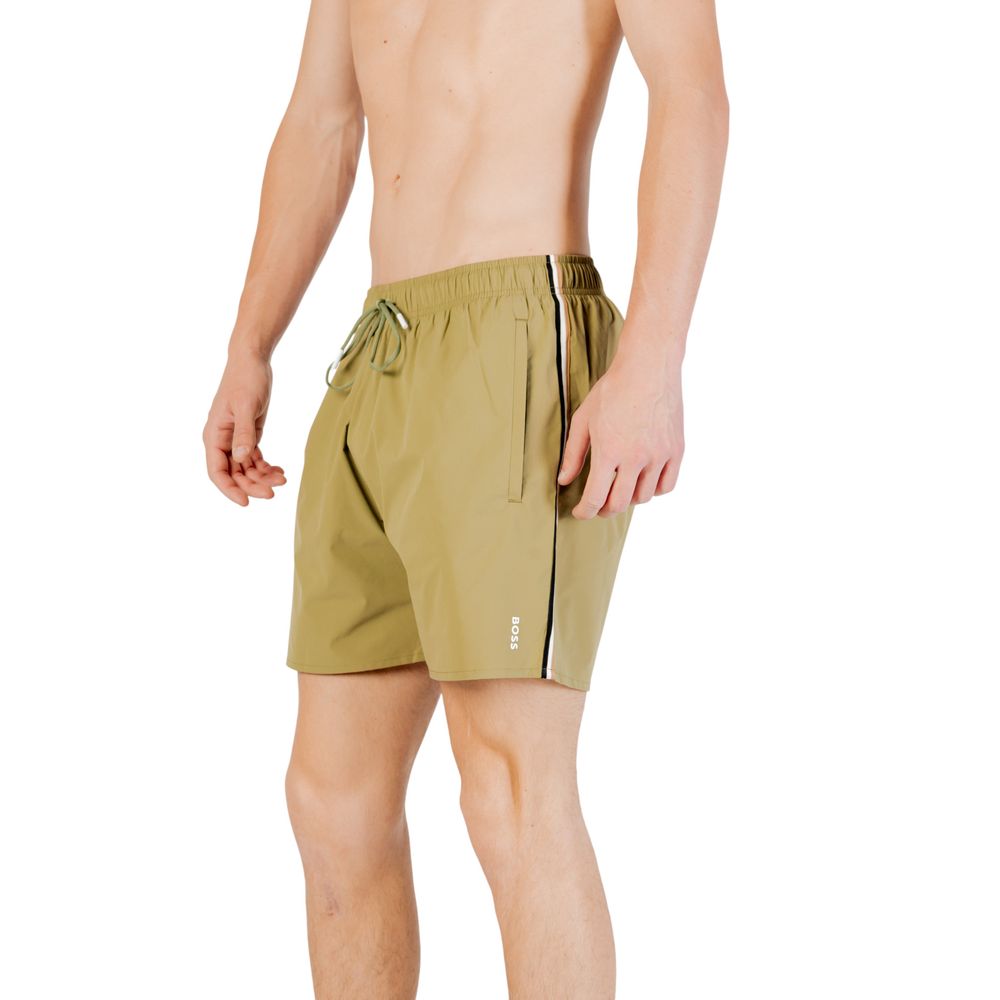 Green Polyester Swim Shorts