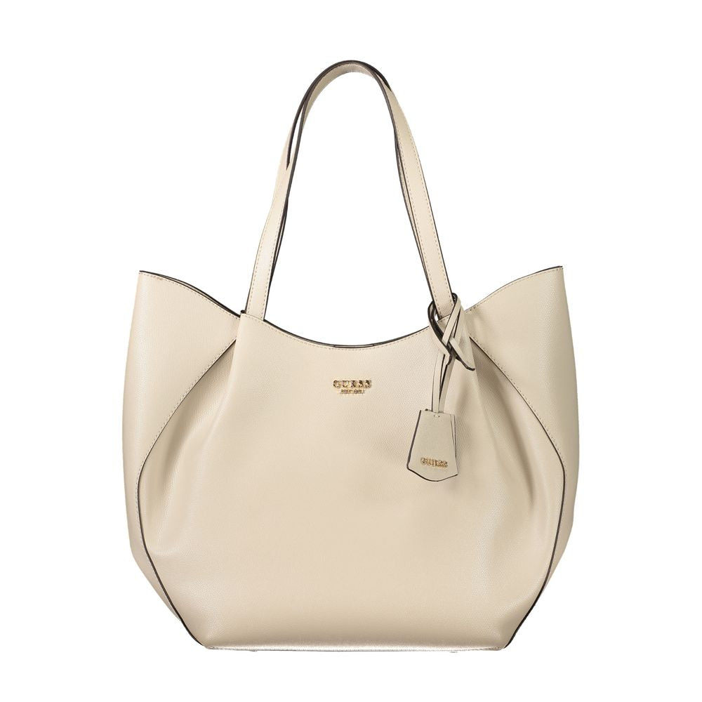 Beige Polyethylene Women Handbag