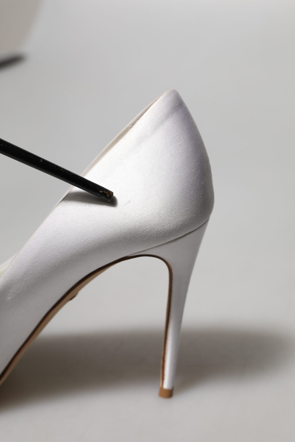 White Crystals Peep Toe Satin Pumps Shoes