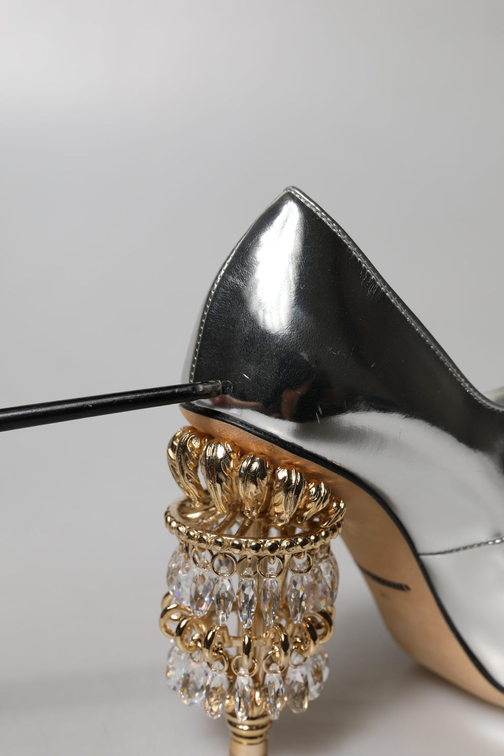 Silver Chandelier Sculpted Heel Mary Jane Pump Shoes