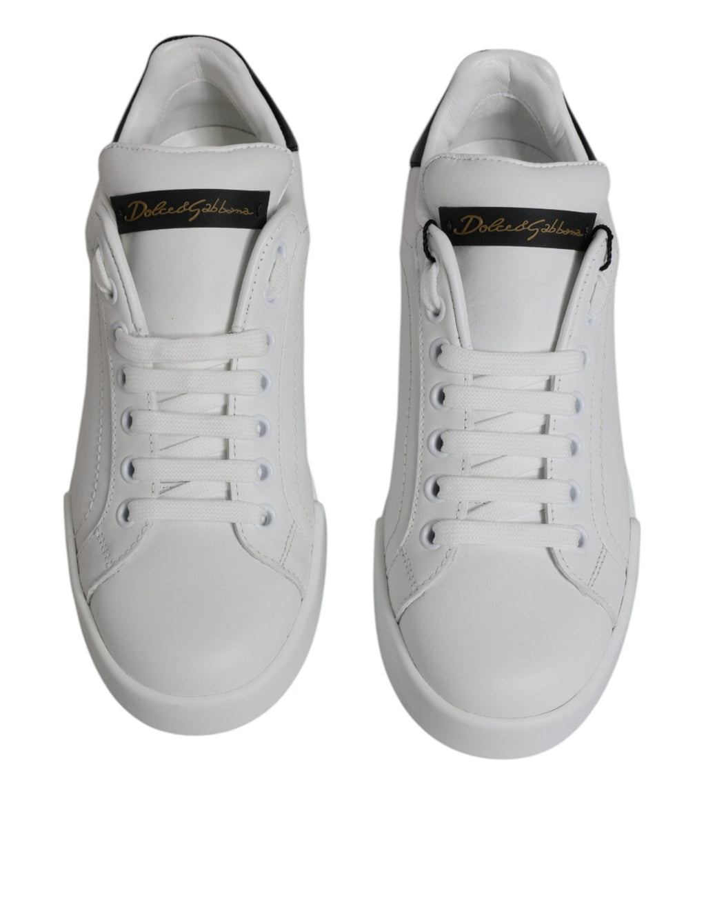 White Black Leather Low Top Sneakers Shoes
