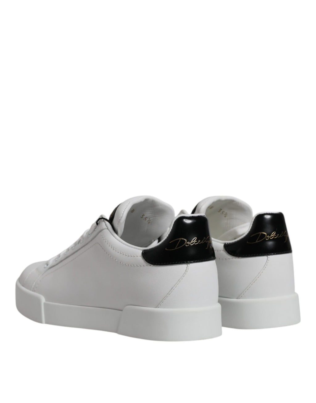 White Black Leather Low Top Sneakers Shoes