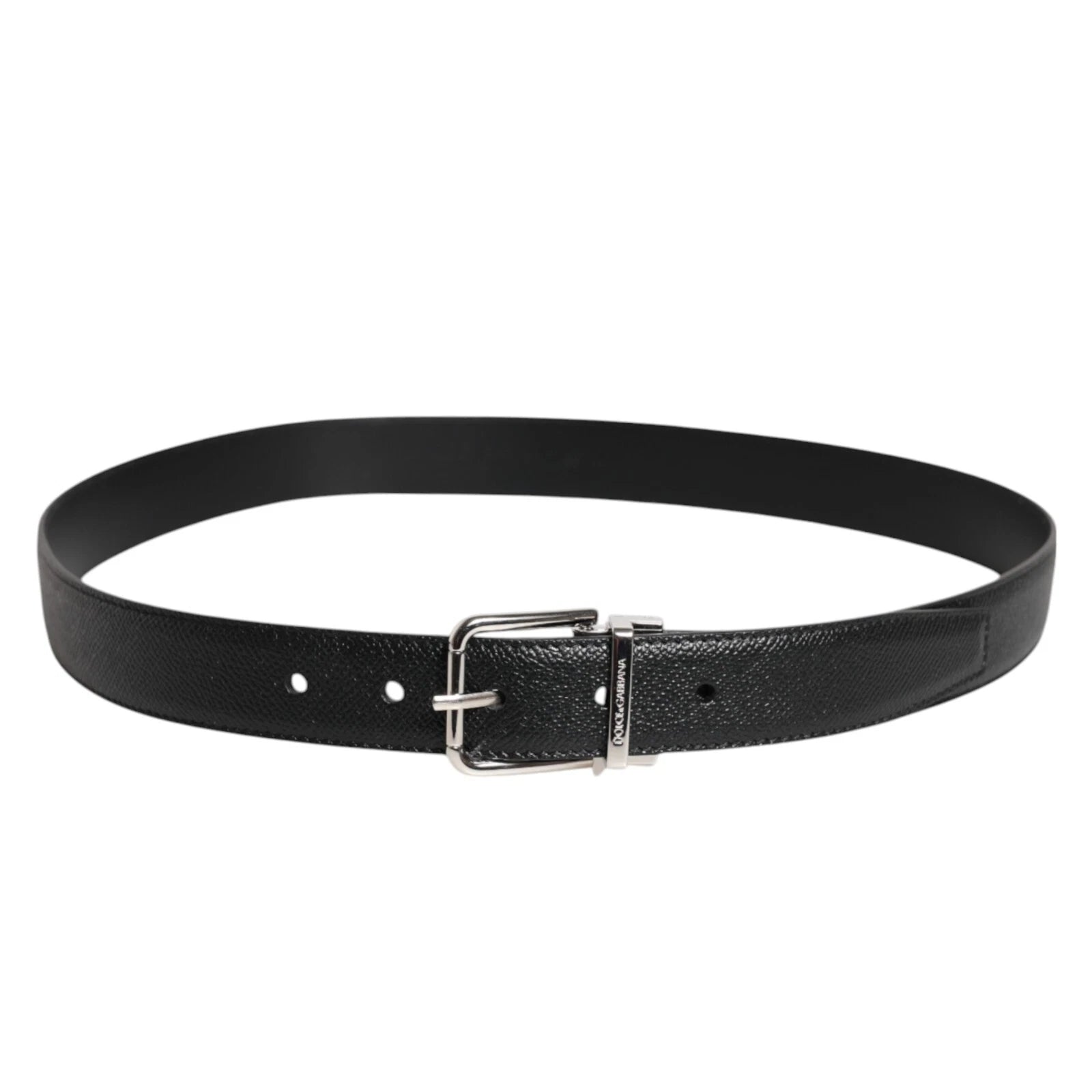 Black Leather Metal Buckle Classic Men Belt