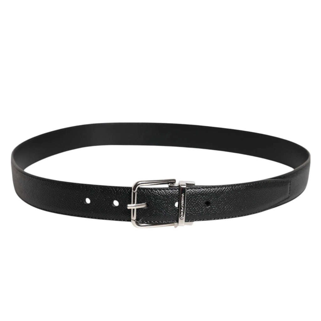 Black Leather Metal Buckle Classic Men Belt
