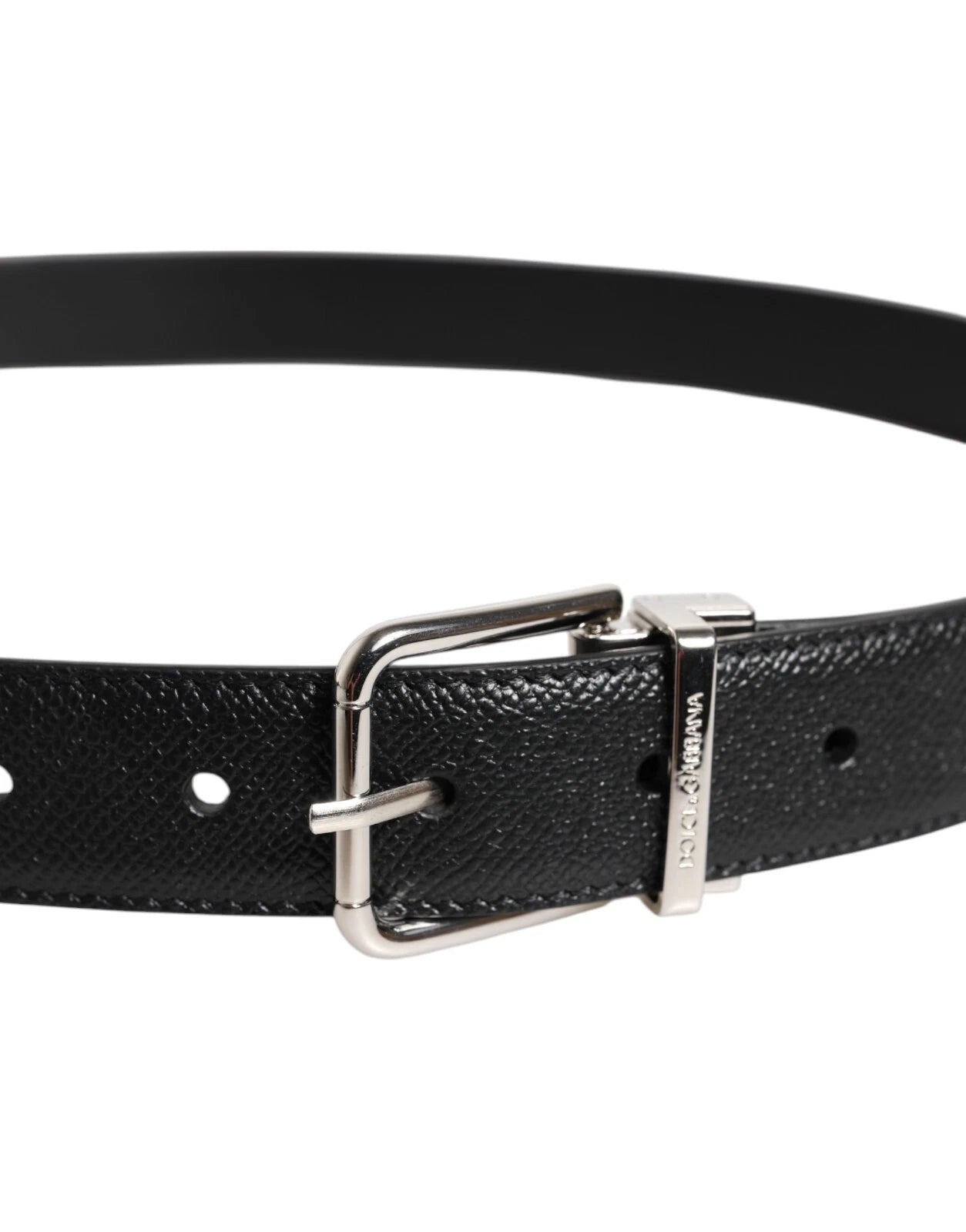 Black Leather Metal Buckle Classic Men Belt