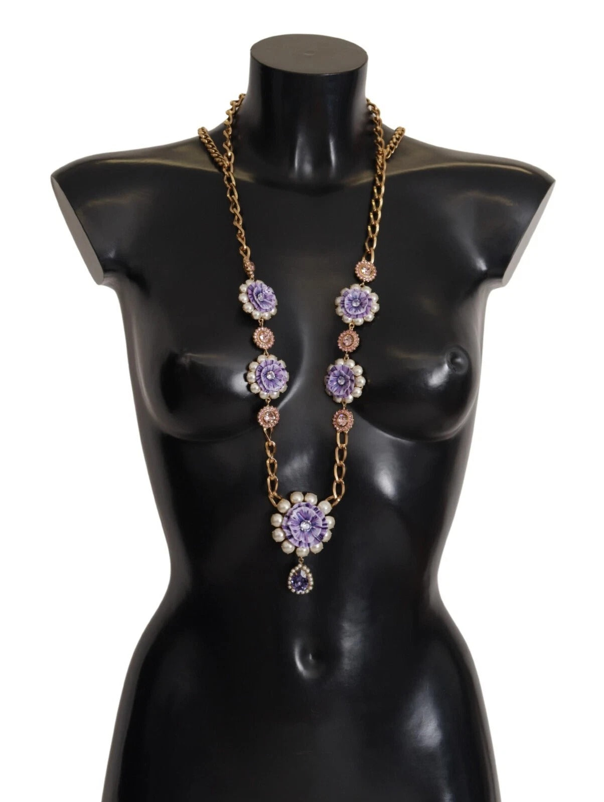 Gold Tone Floral Crystals Purple Embellished