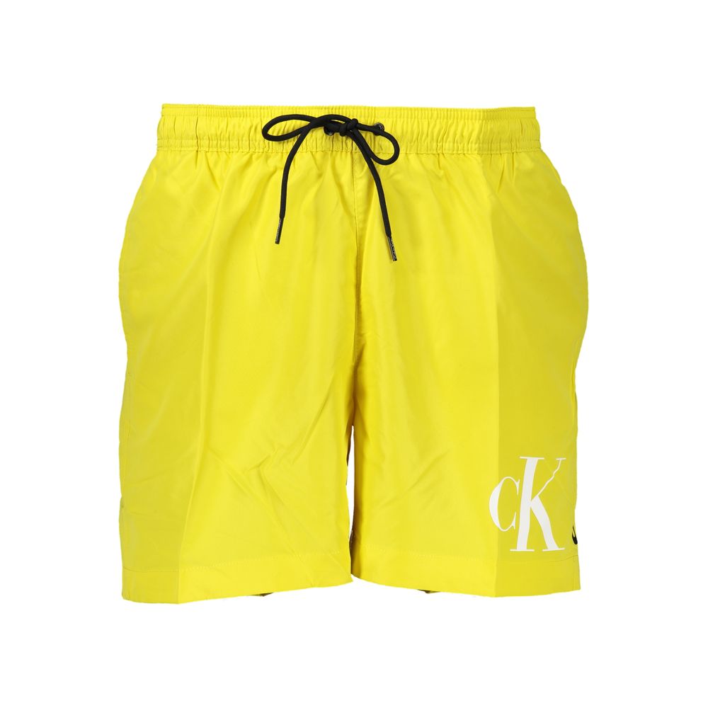 Yellow Polyester Swim Shorts