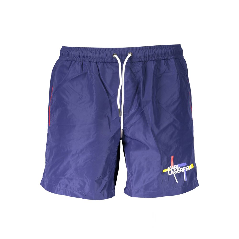Blu Polyester Men's Swim Boxer