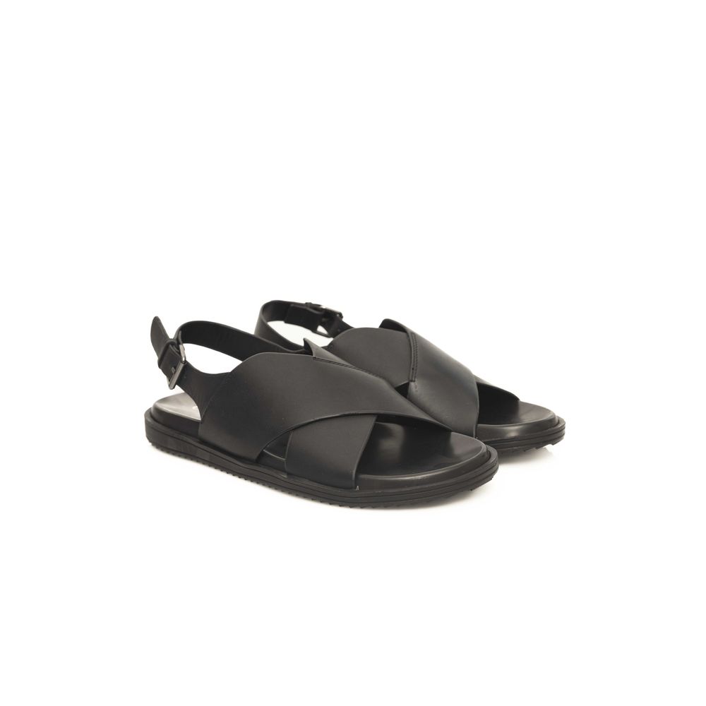 Black Leather Men Sandal