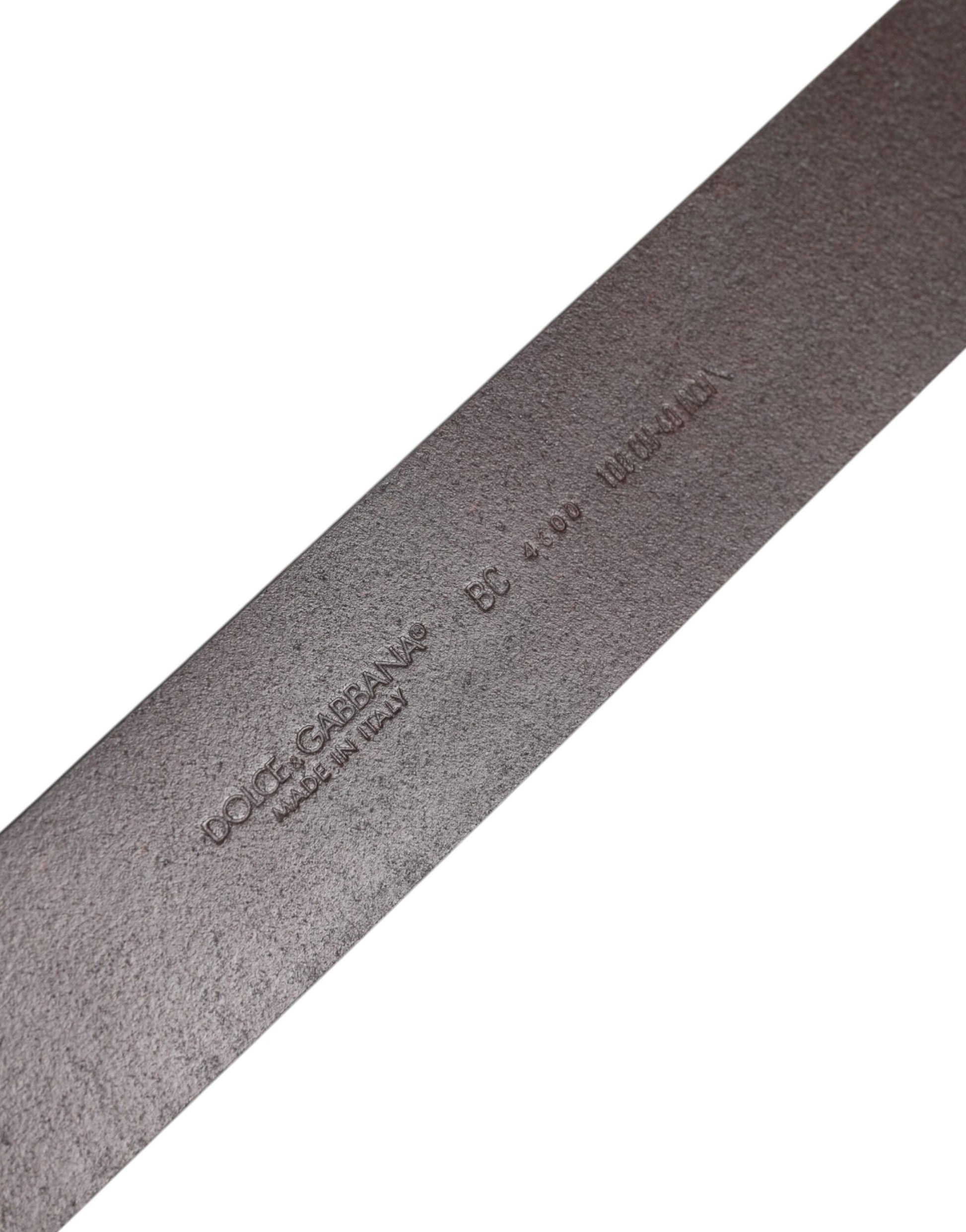 Brown Leather Baroque DG Gold Buckle Men Belt