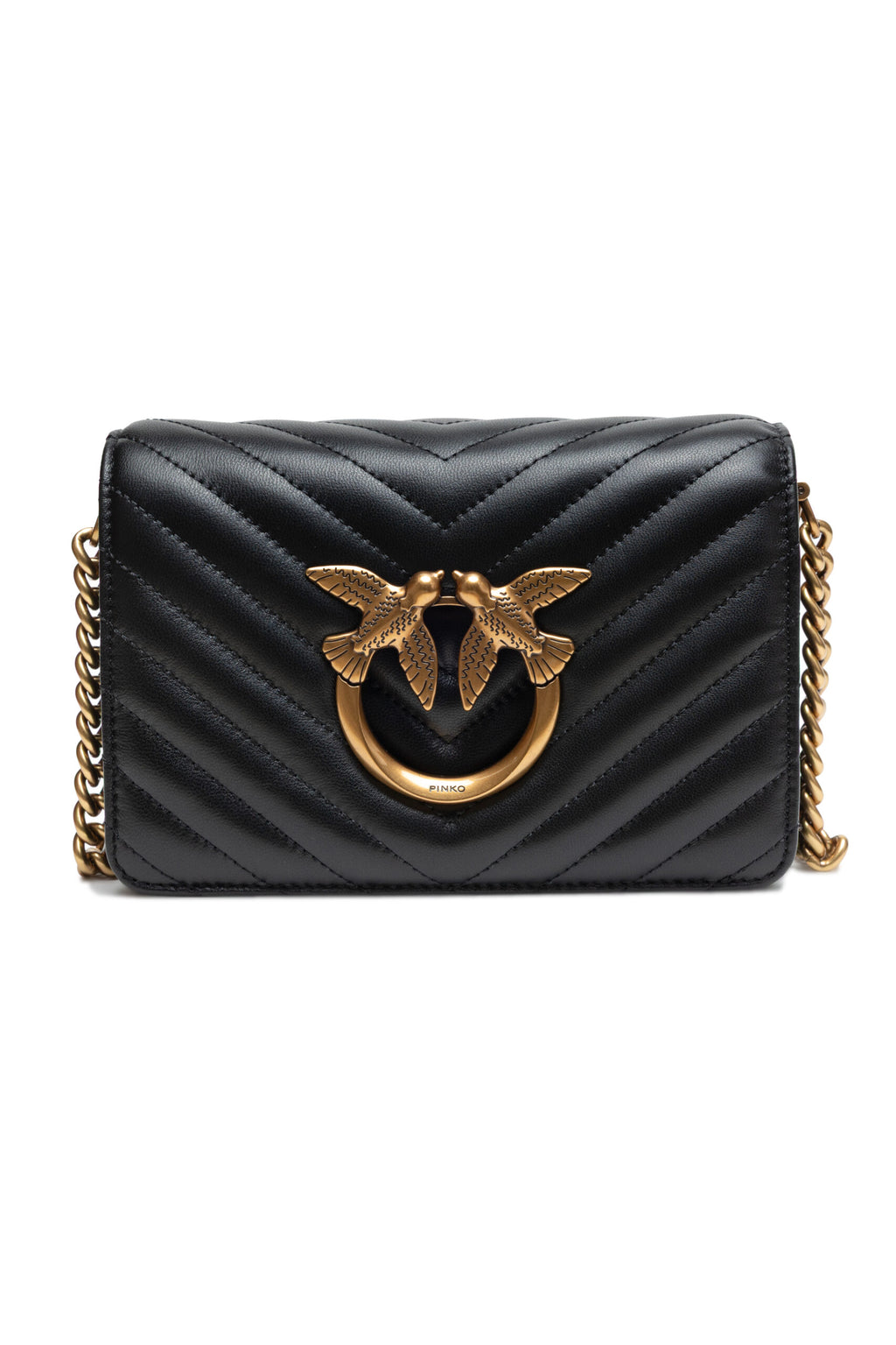 Black Leather Love Click Mini Shoulder Bag
