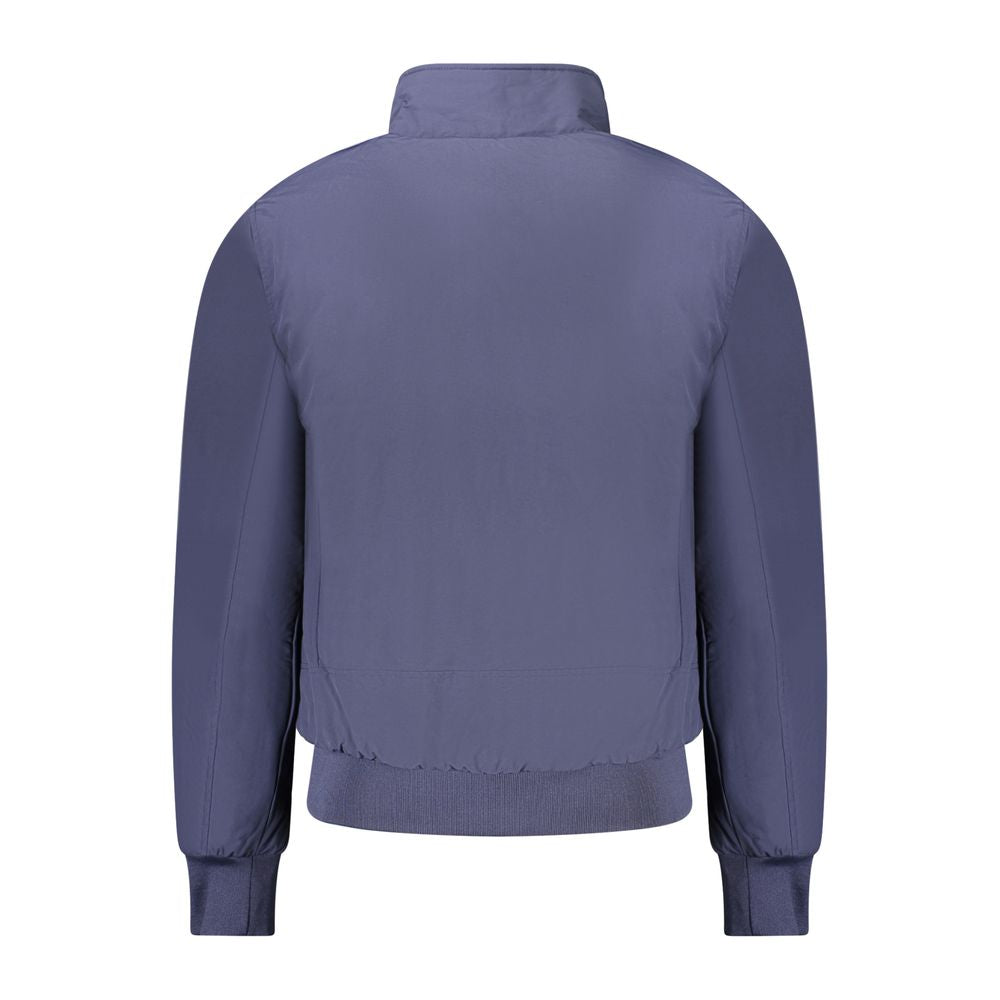 Blue Polyester Men's Bomber Jacket