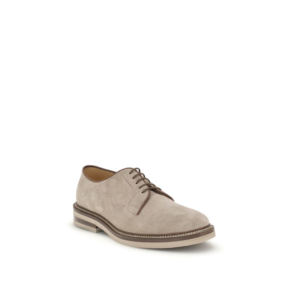Beige Calf Leather Bos Taurus Oxfords And Derbies