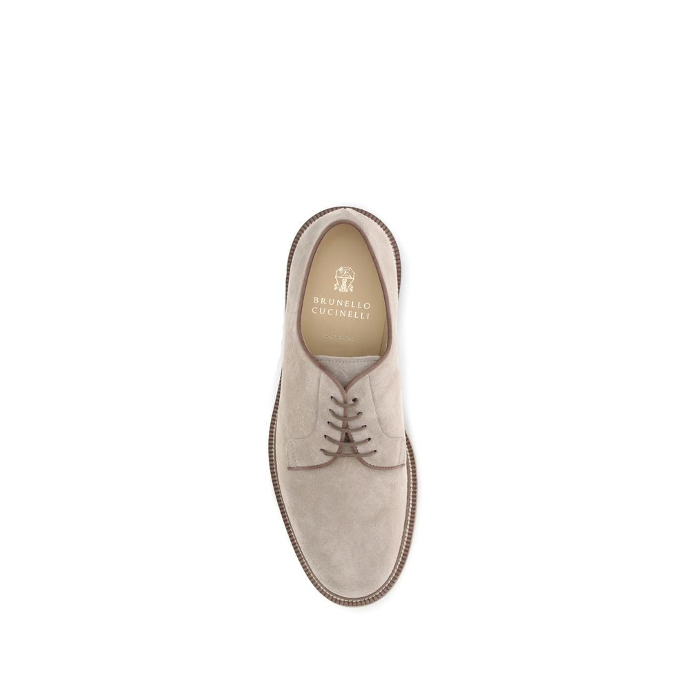 Beige Calf Leather Bos Taurus Oxfords And Derbies