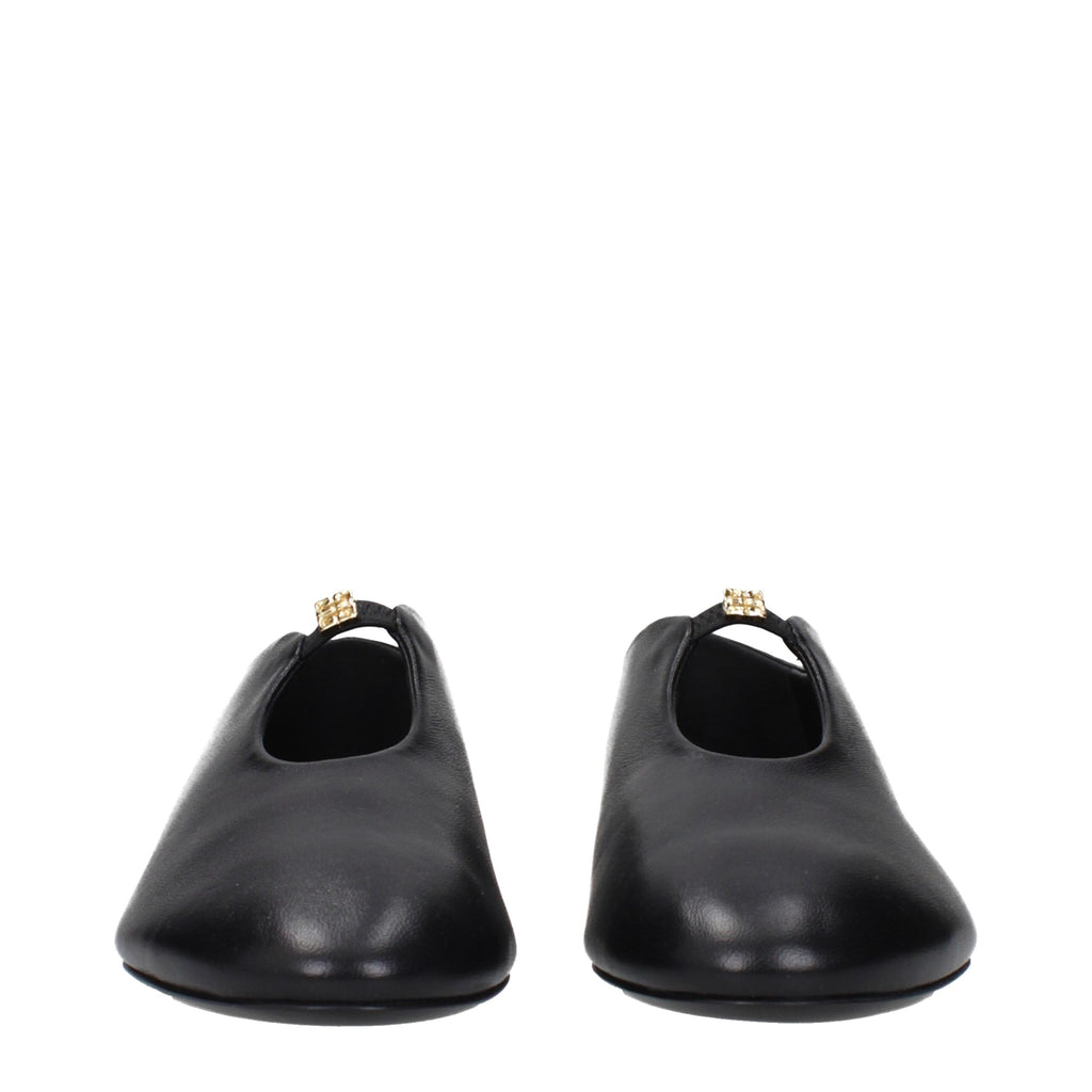 Black Leather Ballet Flats