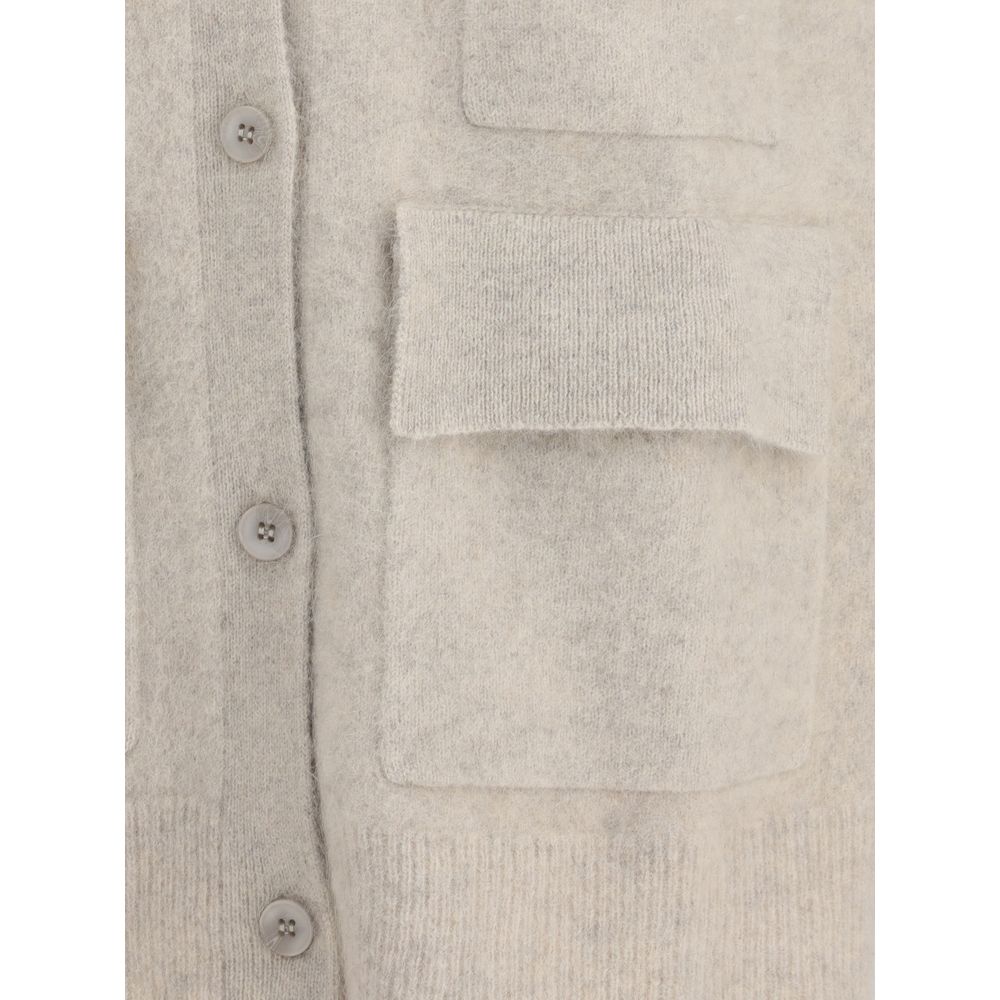 Cream Raccoon Fur Sleveless Jacket