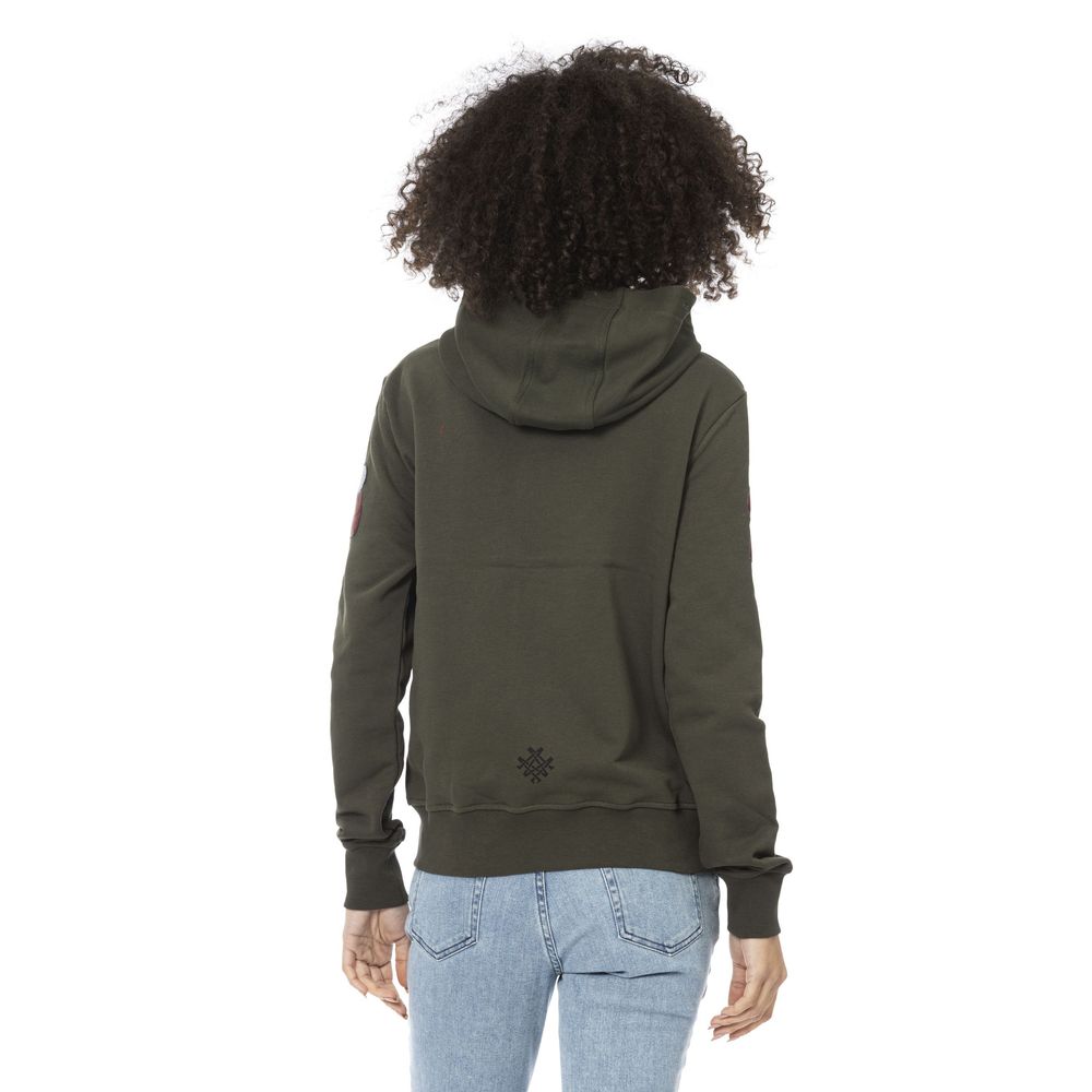 Green Cotton Women Sweatshirt Top