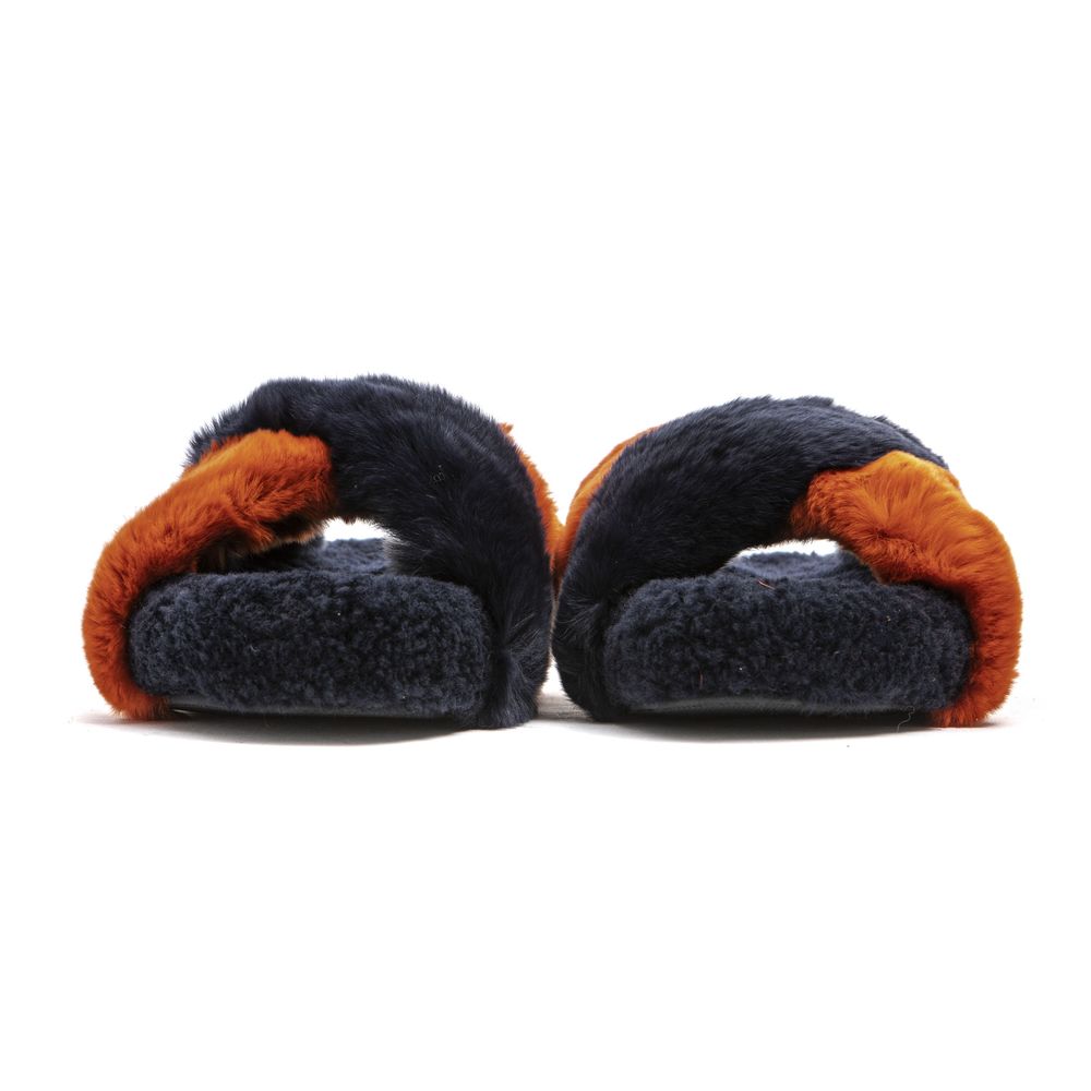Blue Rabbit Fur Women Sandal