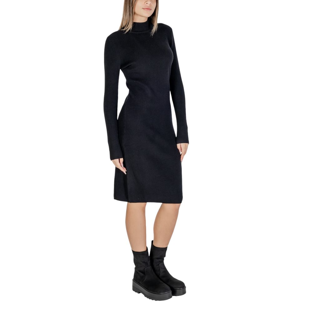 Black Viscose Midi Dress