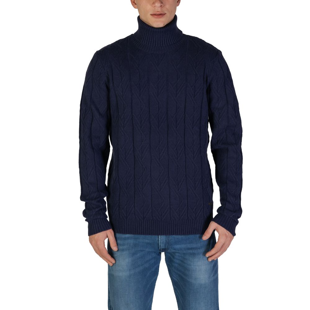 Blue Polyester Turtleneck