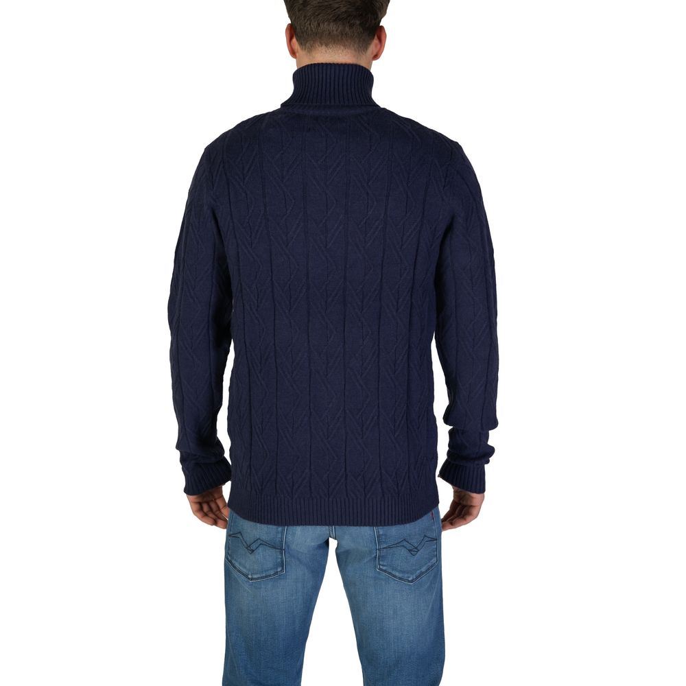Blue Polyester Turtleneck