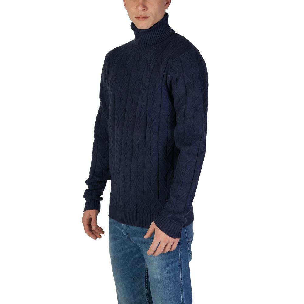 Blue Polyester Turtleneck