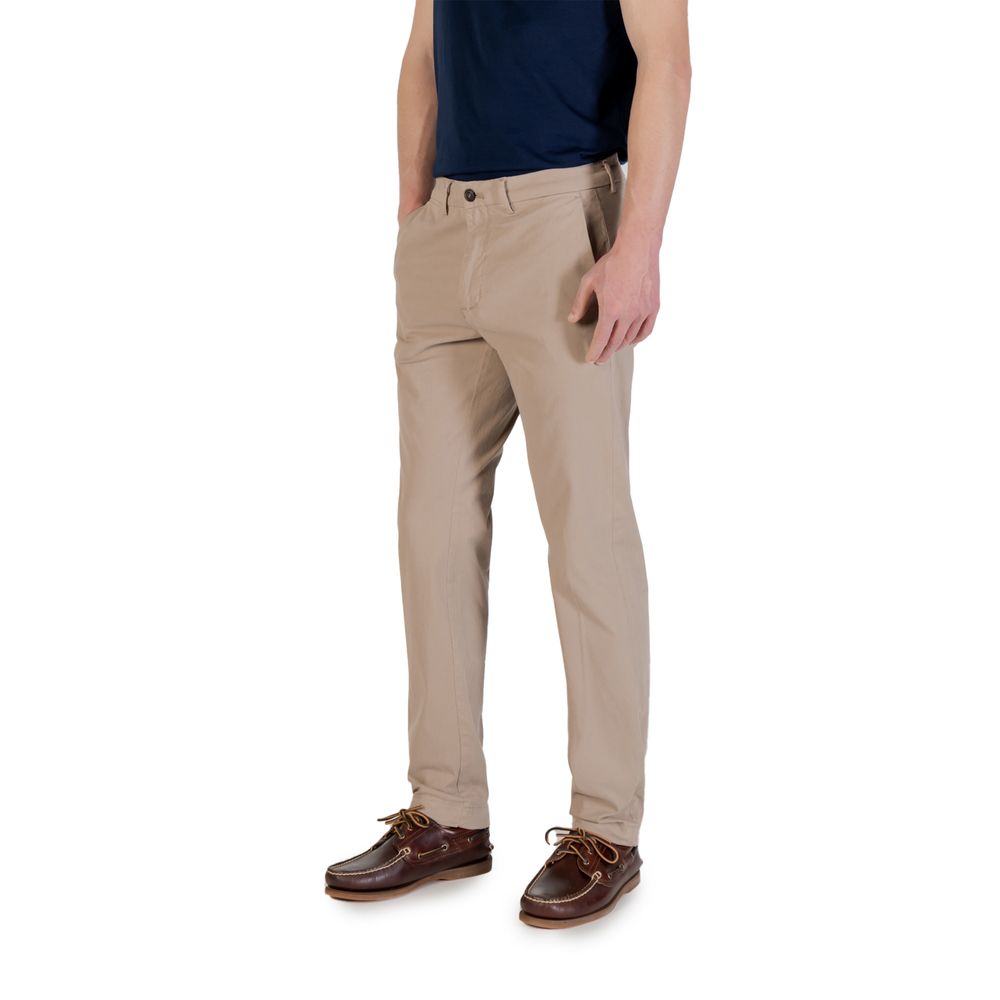 Beige Cotton Skinny Pants