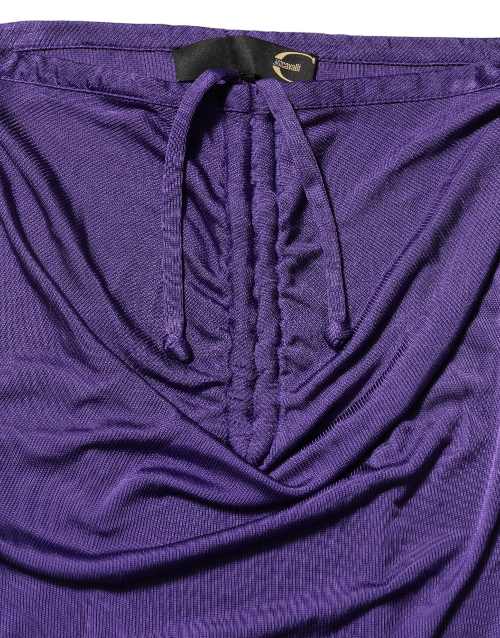 Purple Viscose Elastane Strapless Bodycon Dress