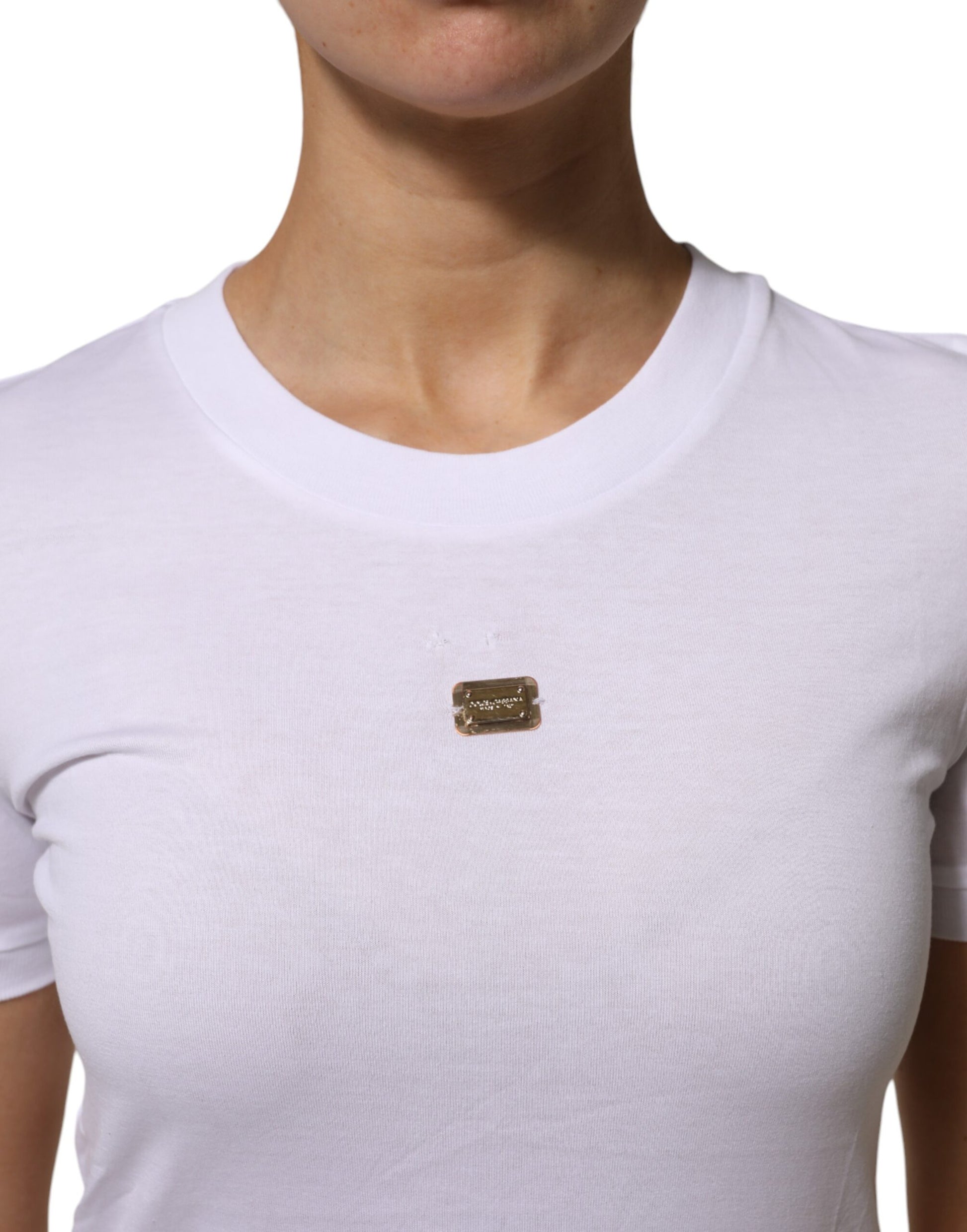 T-Shirt White Cotton Round Neck Short Sleeves I