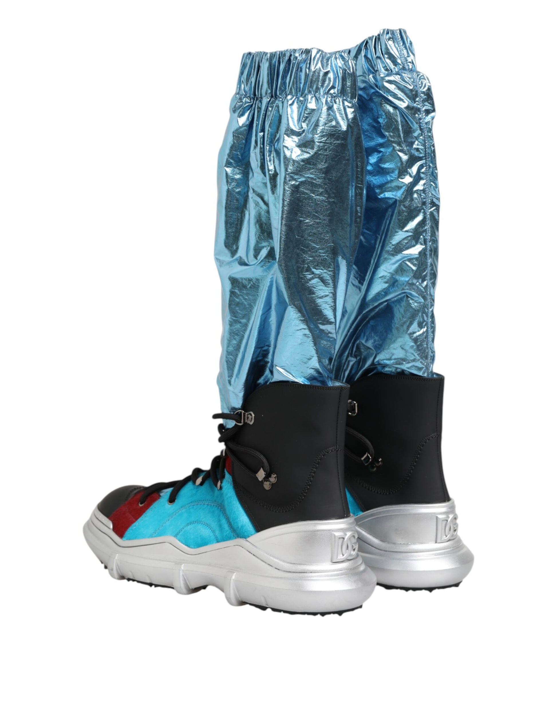 Blue Lace Up Over The Knee Socks Men Boots Shoes