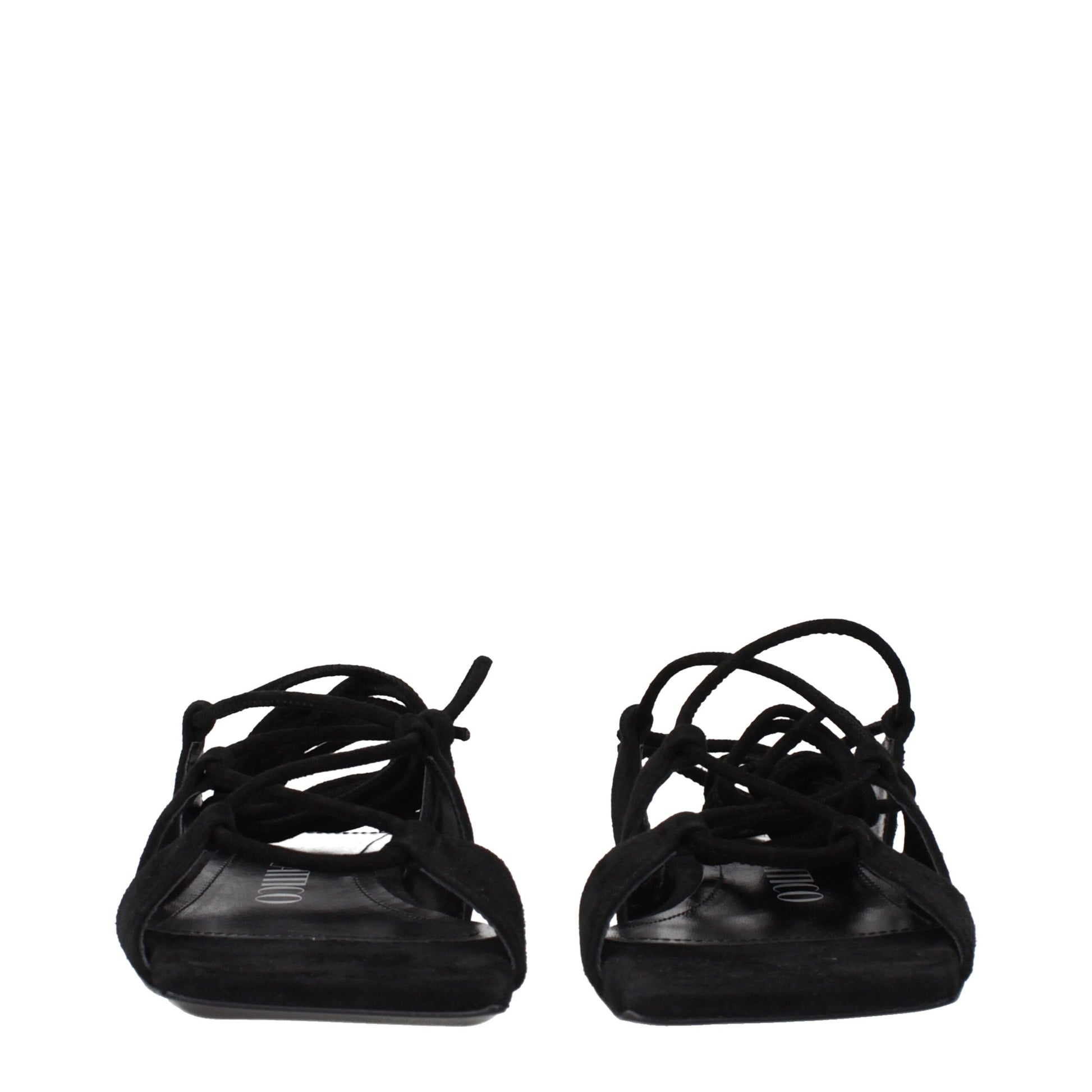 Black Leather Flat Sandals