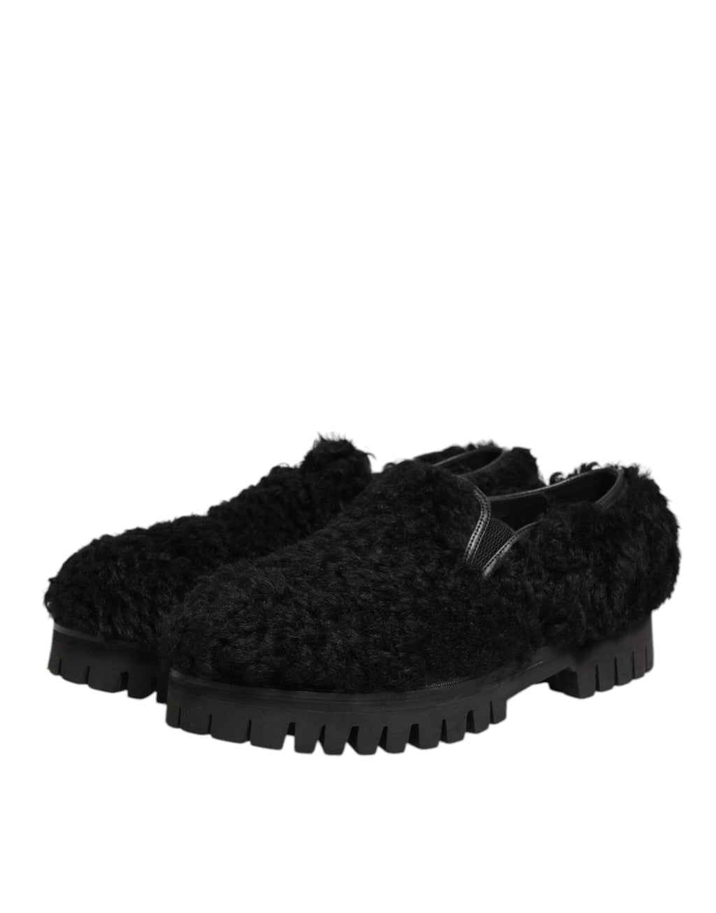 Dress Black Fur Leather Slippers Men Shoes