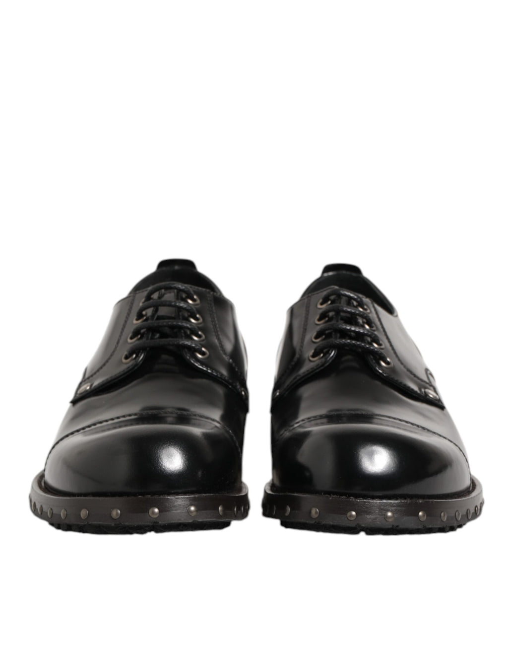 Black Leather Studded Men Formal Derby Shoes