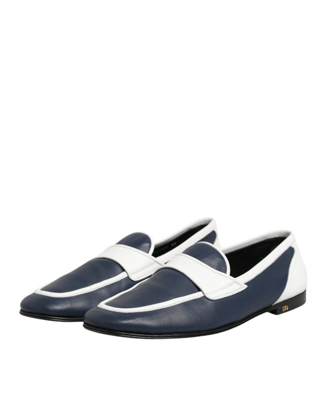 White Blue Leather Slip On Loafers Men Formal Shoes