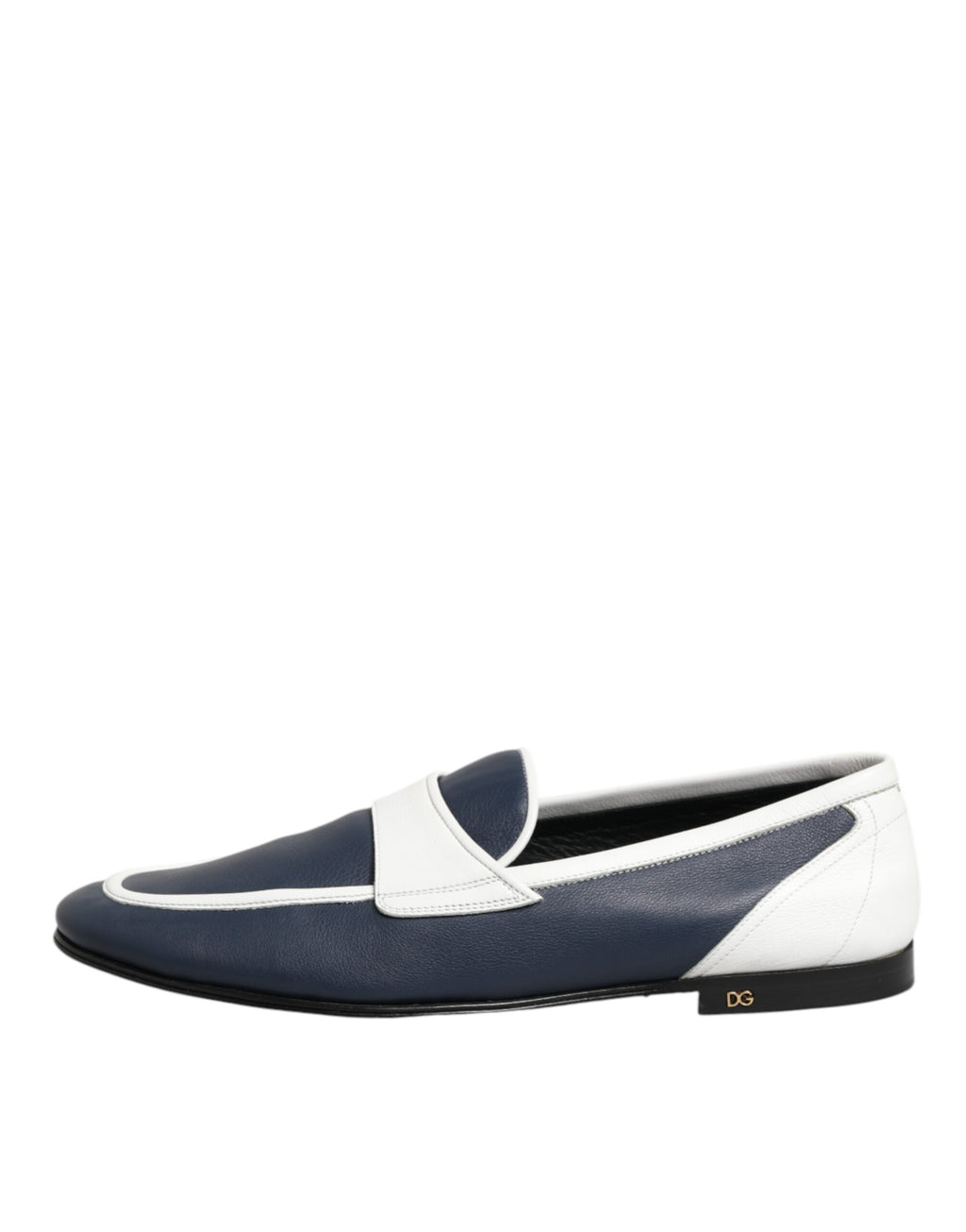 White Blue Leather Slip On Loafers Men Formal Shoes