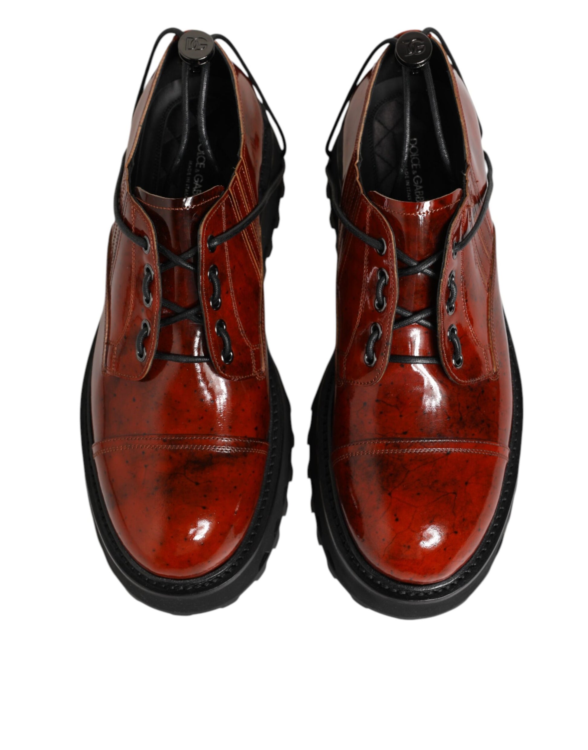 Brown Red Leather Lace Up Derby Dress Shoes